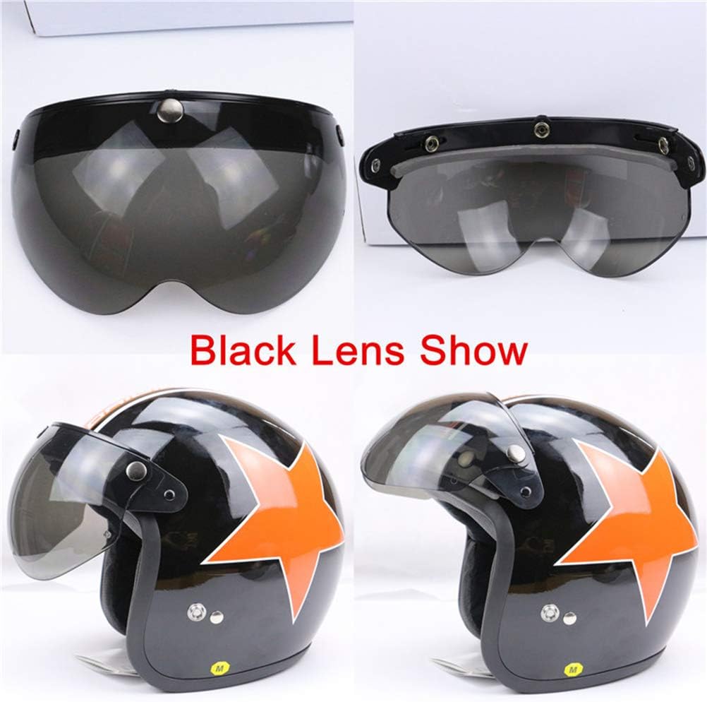 Wopohy Helmvisier Universelles 3 Druckknopf Winddichtes Sonnenschutz Halbgesicht-Retro Motorradhelm