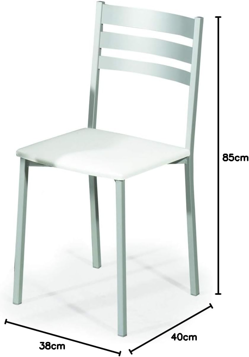 ASTIMESA SCRCBL kuechenstuhl, Metall Kunstleder Aluminium, weiss, Altura de asiento 45 cms