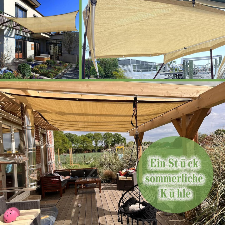 Schattierungsnetz Beige 2X2M Beige Schattiernetz als Sichtschutz für Terrasse & Balkon Abdeckung für