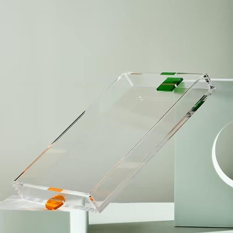 zalati Lebensmitteltablett aus transparentem Kunststoff, Acryl, mit Griff, Farben zum Servieren von