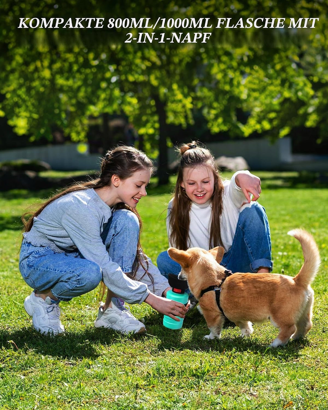 lesotc 1000ml Hundetrinkflasche für unterwegs, Faltbare Hund Auslaufsicher Wasserflasche, Hunde Wass