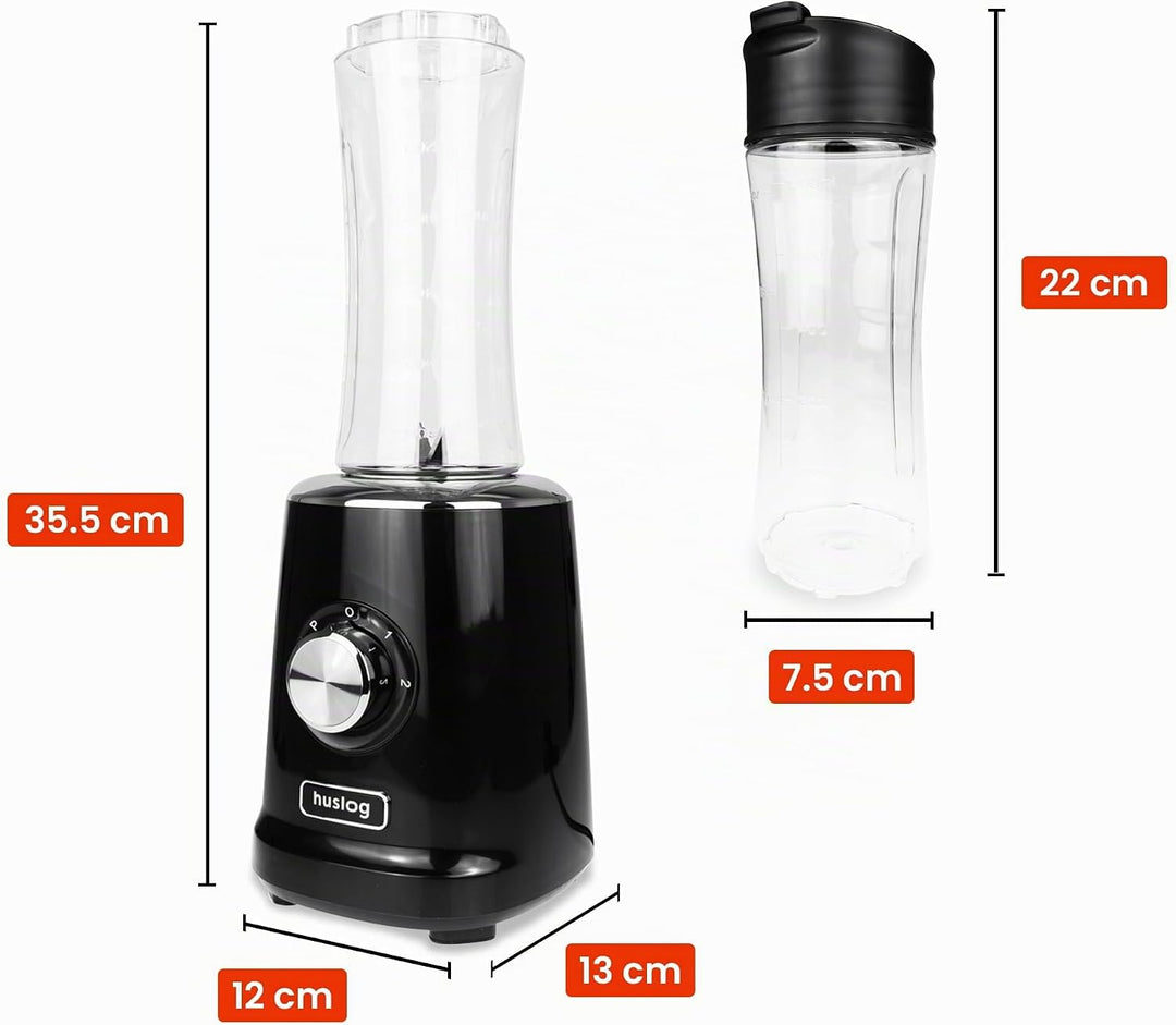 BlendGo Blender Smoothie-mixer, Trinkflasche 600 Ml, Schwarz Schwarz HUS1012, Schwarz HUS1012