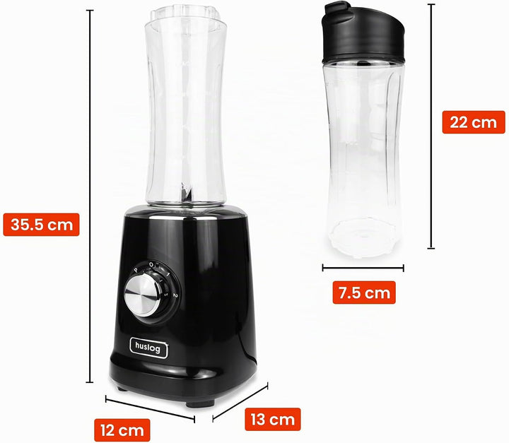 BlendGo Blender Smoothie-mixer, Trinkflasche 600 Ml, Schwarz Schwarz HUS1012, Schwarz HUS1012