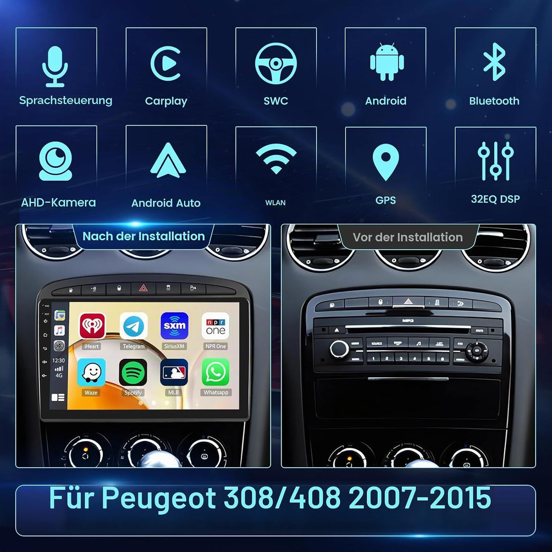 2+64G 9" Android Autoradio für Peugeot 308 408 2007-2015 2+64GB, 2+64GB