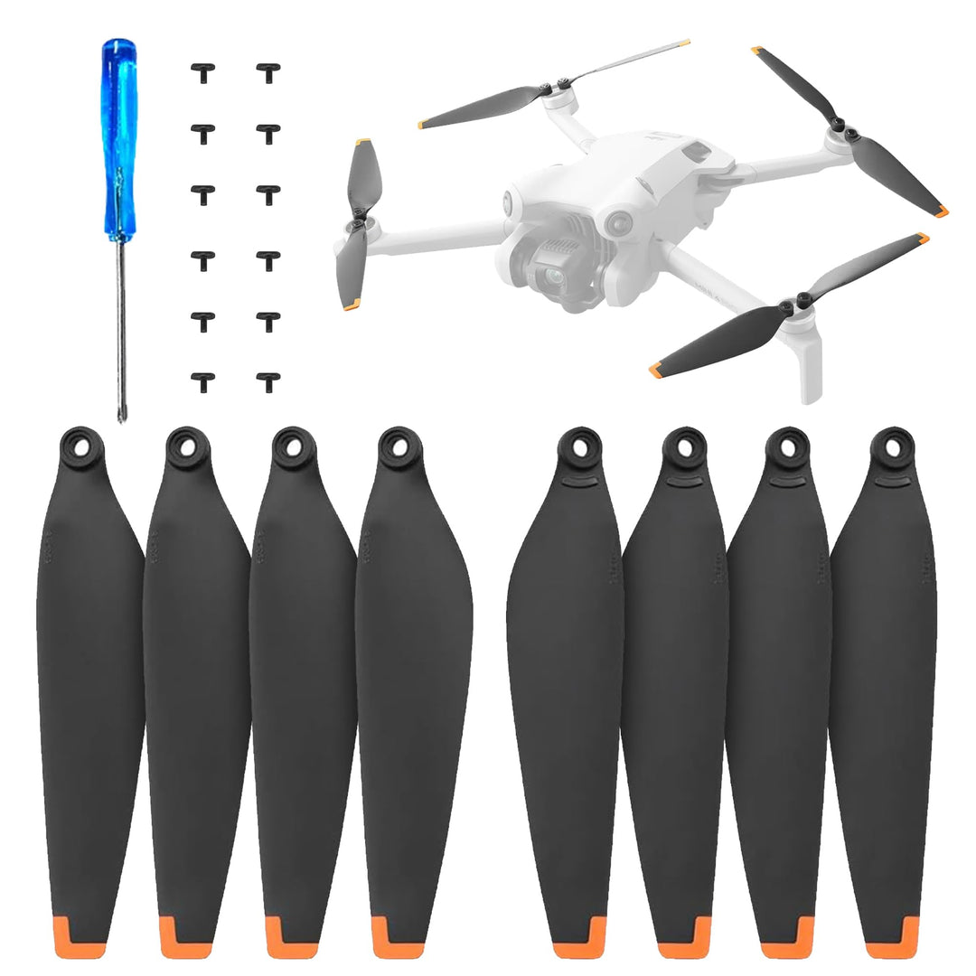 DERAY | Propeller für DJI Mini 4 Pro Drohne, TPU Gummi Spitze, Fly More Combo, leise ersatzpropeller