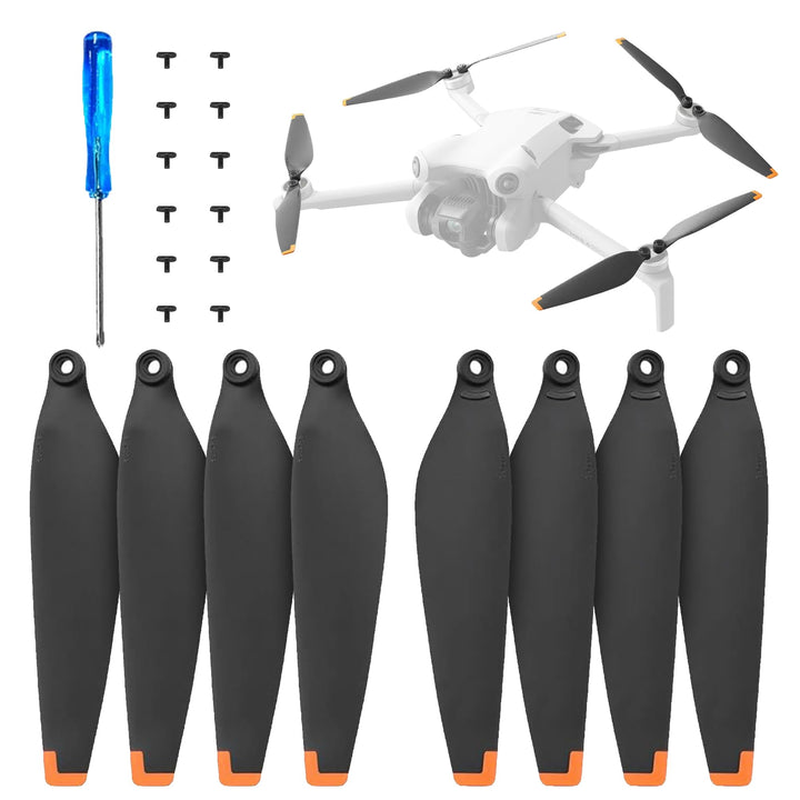 DERAY | Propeller für DJI Mini 4 Pro Drohne, TPU Gummi Spitze, Fly More Combo, leise ersatzpropeller