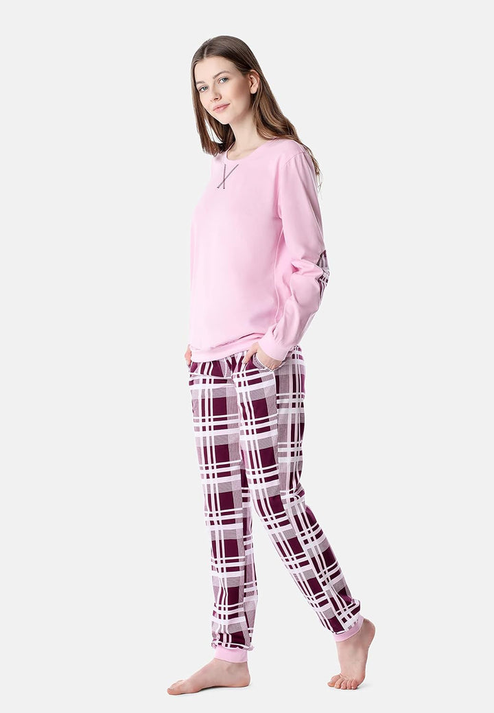 Merry Style Damen Schlafanzug MS10-168 XXL Rosa-kariert, XXL Rosa-kariert