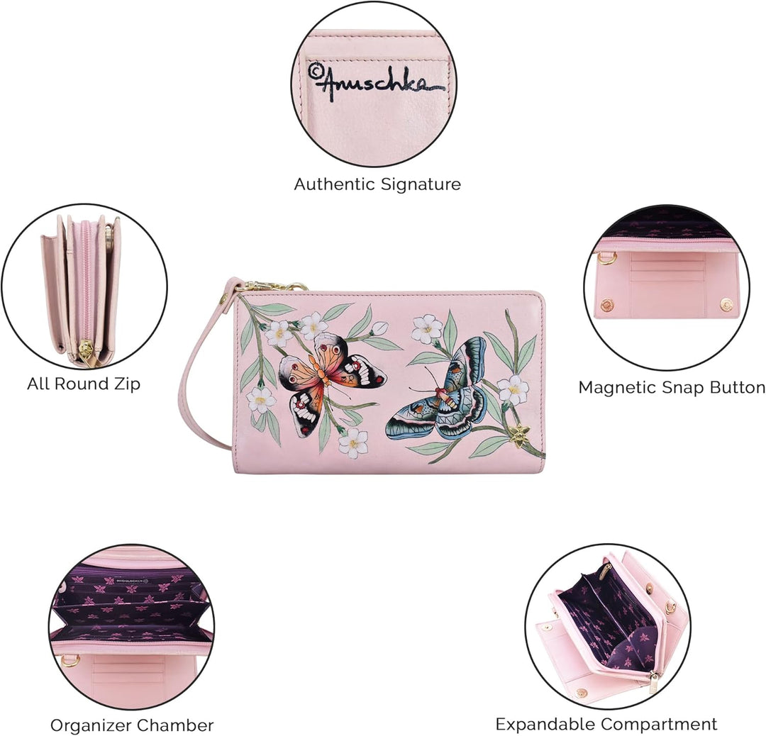 Anuschka Damen Organizer Geldbörse Crossbody-1149 Einheitsgrösse Butterfly Melody, Einheitsgrösse Bu