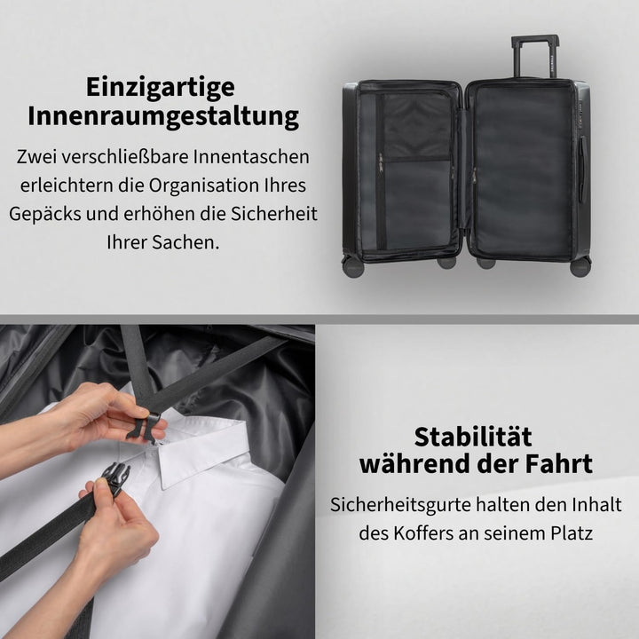 ETERNITIVE - Koffer Reisekoffer Hartschale aus ABS |Reisetrolley Leicht mit 4 Zwillingsrollen 360° |