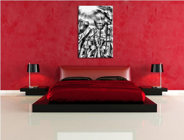 Pixxprint Blumenwiese / 100x70cm Leinwandbild bespannt auf Holzrahmen/Wandbild Kunstdruck Dekoration