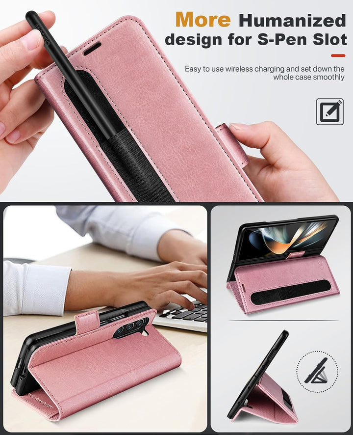 OCASE Hülle Samsung Galaxy Z Fold 5 5G Handyhülle mit [S Pen Halter] [Grenzschutz] [Premium PU Leder