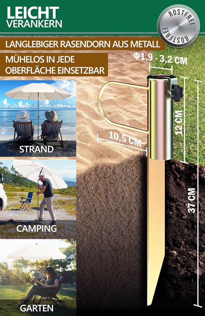 4smile Sonnenschirm Strand SunnyJoy Modern im 3er-Set, Beige - Strandschirm windfest stabil 180 cm +