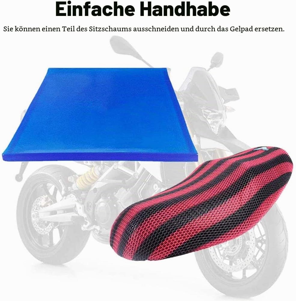 POFET Komfort Motorrad Sitz Gel Pad Stossdämpfer Matten Kissen Zubehör Motorrad Sitz Kissen (25 x 25