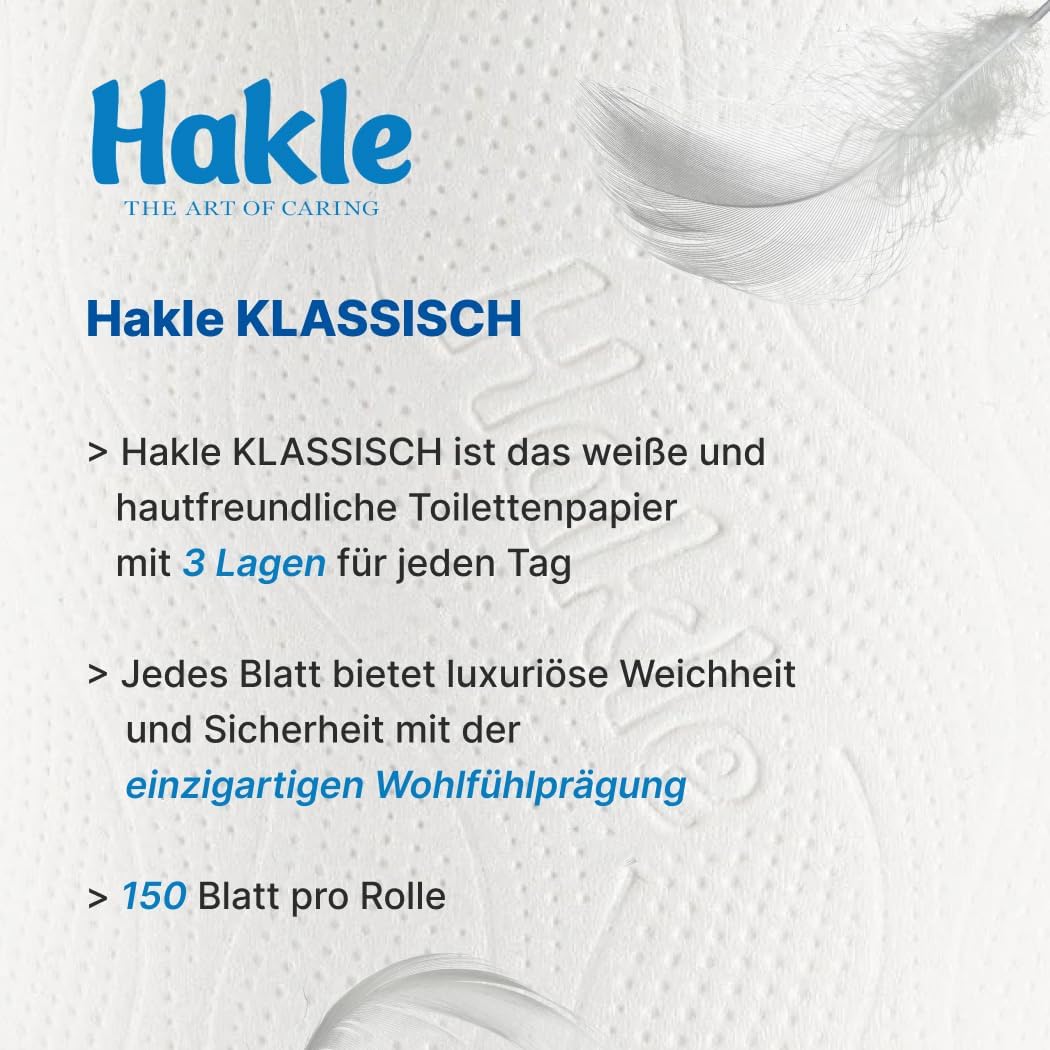 Hakle - Toilettenpapier Klassisch Weiss 80 Rollen 150 Blatt (80er Pack), 150 Blatt (80er Pack)