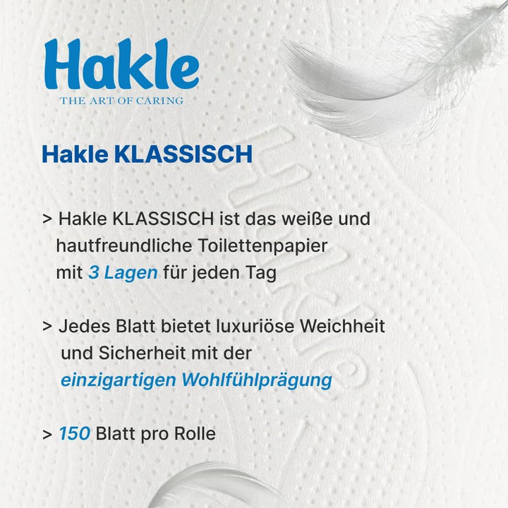Hakle - Toilettenpapier Klassisch Weiss 80 Rollen 150 Blatt (80er Pack), 150 Blatt (80er Pack)