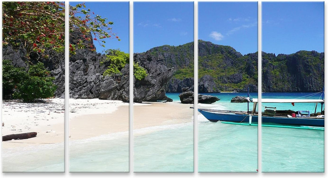 Bild auf Leinwand Strand Auf Den Philippinen Wandbild Poster Kunstdruck Bilder, Leinwand 160x80cm -