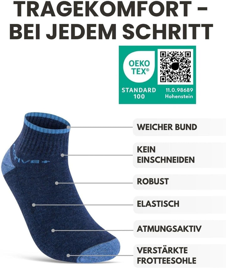 6 oder 12 Paar SPORT Sneaker Socken Herren Damen Sportsocken Frotteesohle Baumwolle 35-38 6 Paar | F