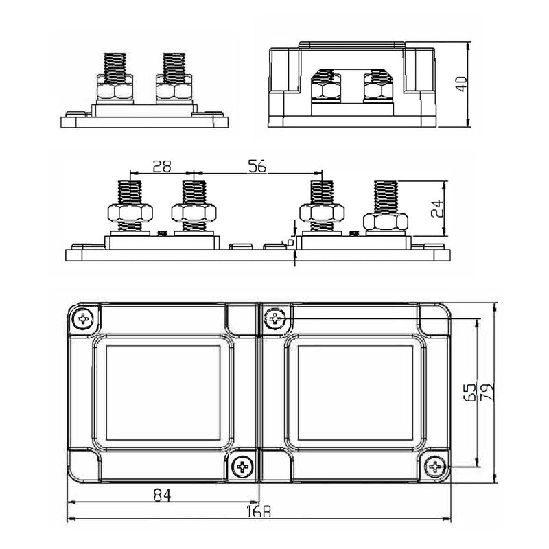 STANEW 400A Bus Bar Box Heavy-Duty Module Design Power Distribution Block with 8 x M10 (3/8 Inch) DC