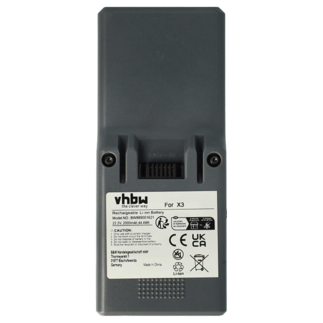 vhbw Akku kompatibel mit Genius Invictus X3 Staubsauger (2000 mAh, 22,2 V, Li-Ion)