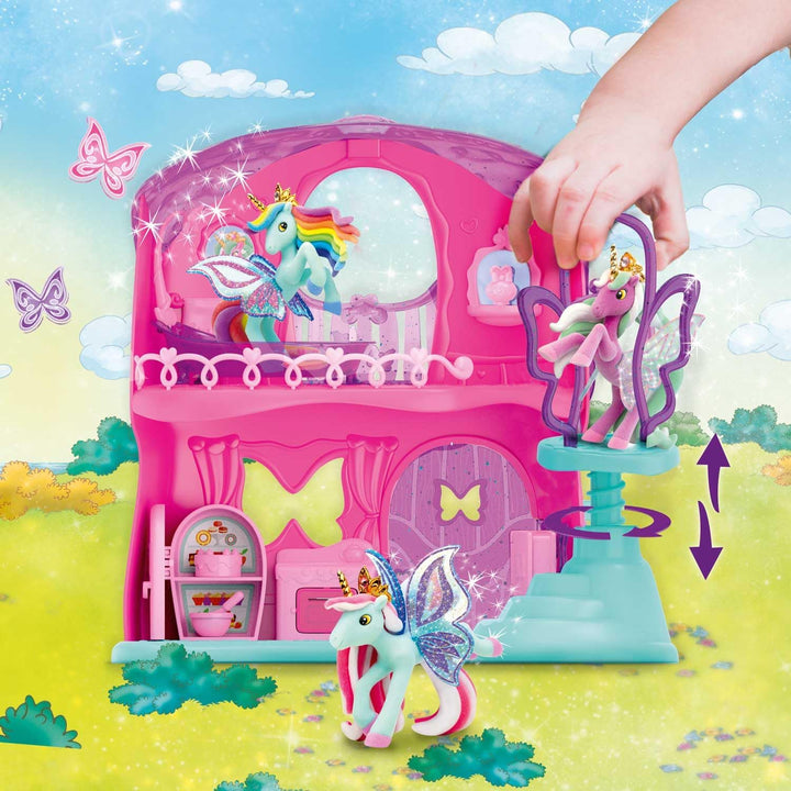 Galupy Unicorn Mariposa House - Spielset mit Einhorn Figur & Haus mit spezieller Aufzugsfunktion & Z
