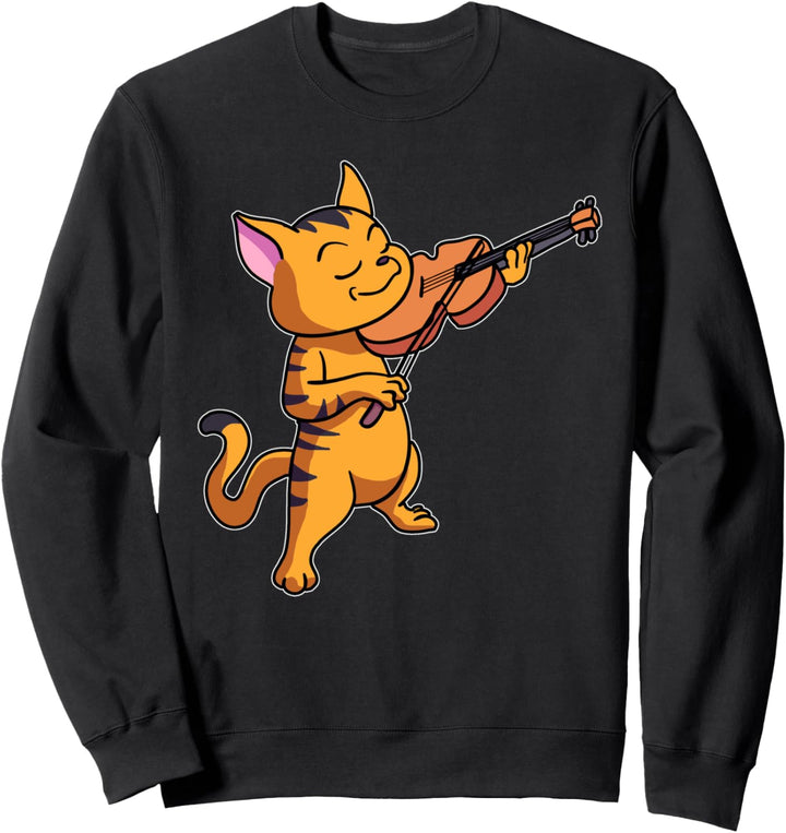 Katze spielt Saite Violine Lustig Geiger Katze Kitty Music Sweatshirt
