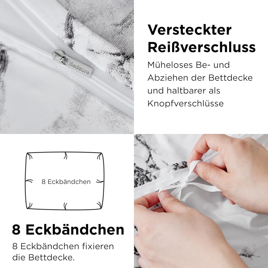 BEDSURE Bettwäsche 200x220 3teilig Bettbezug - Bettwäsche-Sets 200 x 220 cm mit 2 Kissenbezüge 80x80