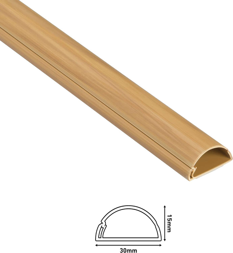 D-Line 1D3015O/8 Mini Kabelkanal Selbstklebender, Halbrunde Kabelführungen, Kabelleiste - 8x 30mm (B