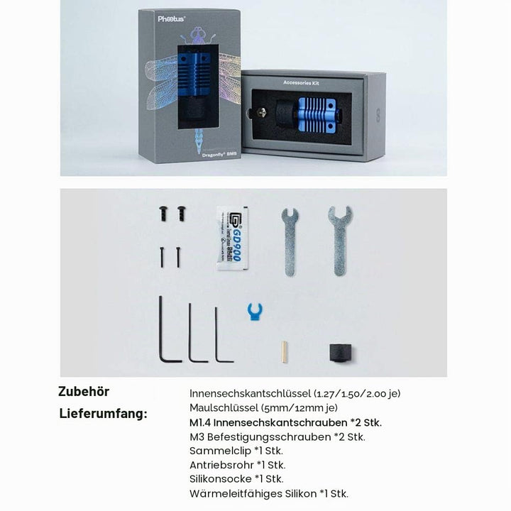 Ganzmetall-Dragonfly Hotend BMS aus Bimetall, hitzebeständige Kupferdüse, Heizblock für verbesserten