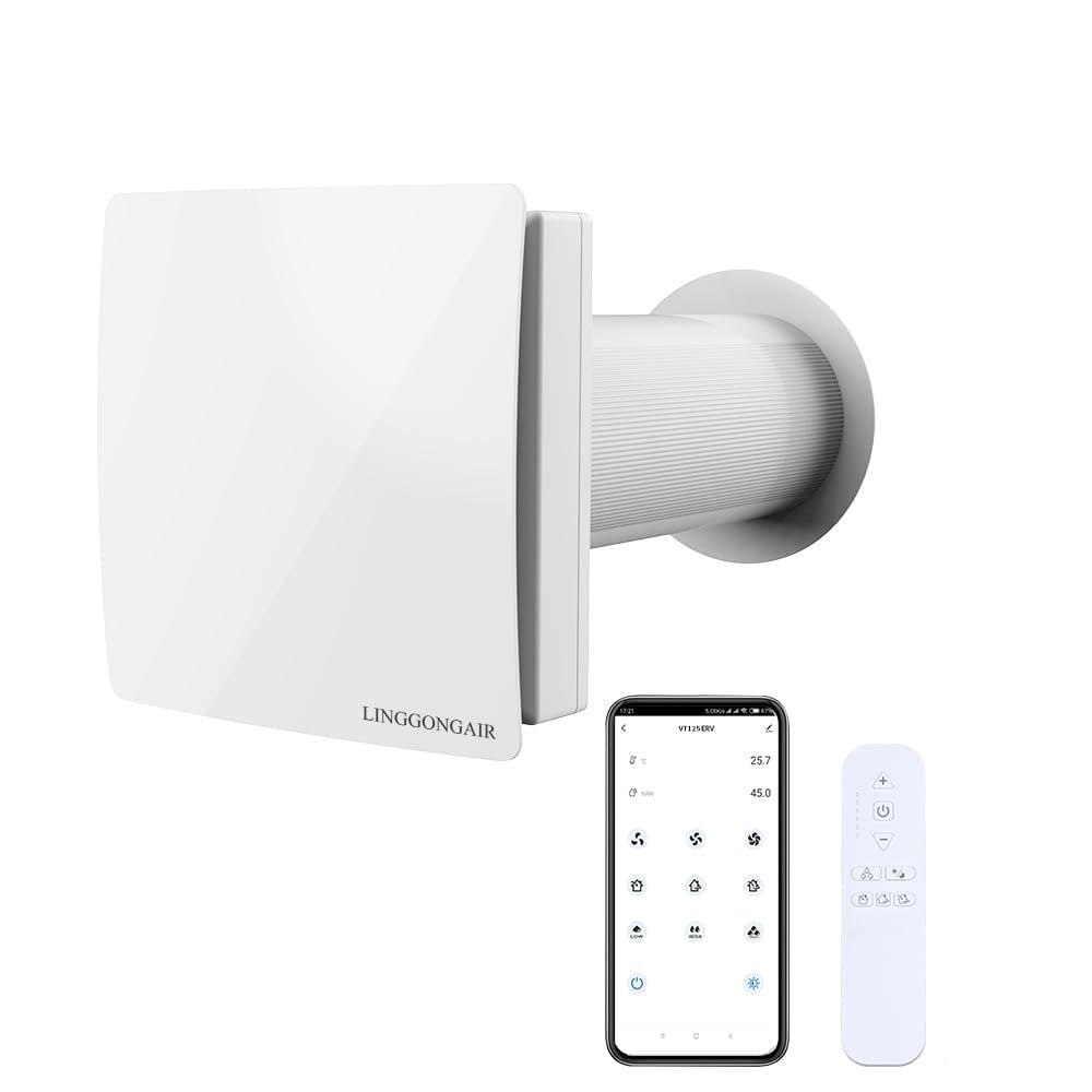 Dezentrale Lüftungsanlage mit Wärmerückgewinnung 125mm – WiFi Smart App Steuerung, Keramikkern &amp; Vor