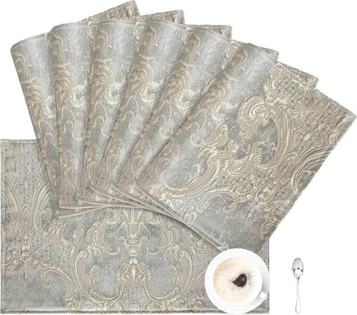 TOPLUXE Platzsets 6er Sets Jaquard Tischset Abwaschbar 30x45cm Platz-Matten für Esstisch Urlaub Part