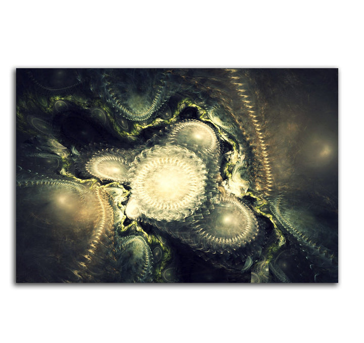 Paul Sinus Art Kunstdruck Abstrakt403_60x80cm LeinLeinwandbild grau grün Ornament XXL fertig auf Kei