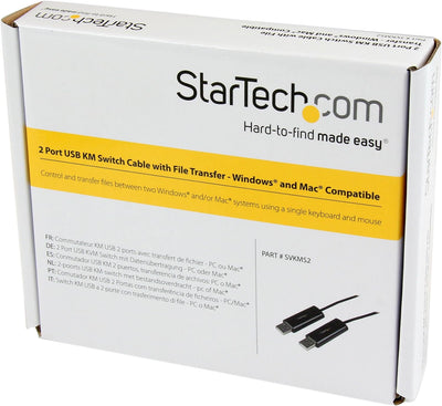 StarTech.com 2 Port USB Tastatur und Maus KM Switch / Umschalter mit Datentransfer für PC und Mac® -