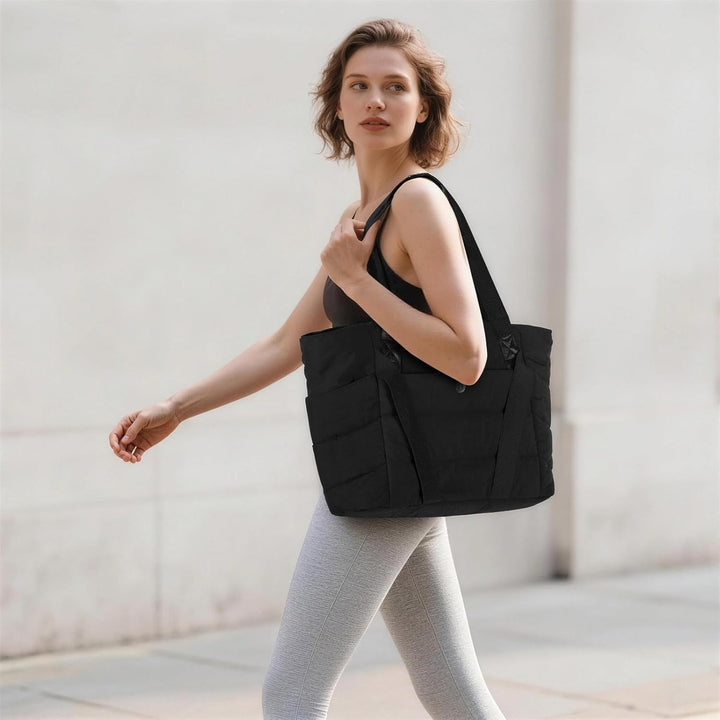 Axcone Tragetasche für Damen mit Reissverschluss,Gesteppte Tragetasche,Sporttasche mit Yogamatten-Gu