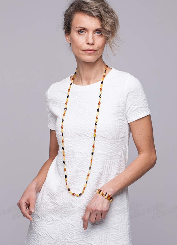 Baltische Bernsteinkette Damen – 100% Baltischer Bernstein - Bernsteinschmuck - Bernstein Perlen ech