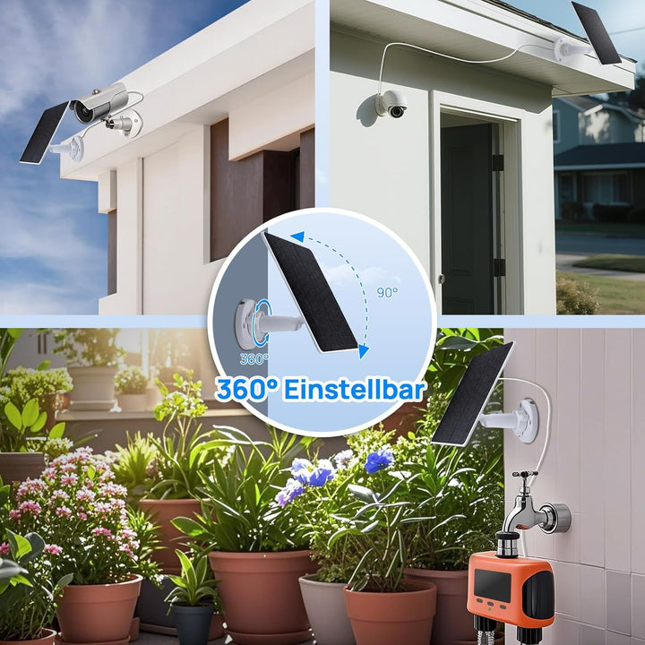 ECO-WORTHY 5W Solarpanel für Überwachungskamera aussen, 5V BC Solarmodul, 25% Wirkungsgrad, mit 3 Me
