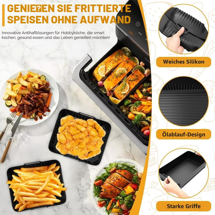 3 Stück Silikonform HeissLuftfritteuse Zubehör für Cosori Twinfry 10L,Silikonform Airfryer für Cosor