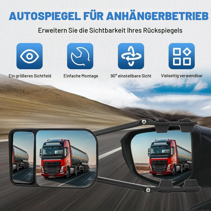 Riloer Auto-Abschleppspiegel – Wohnwagen-Aussenspiegel Anhänger-Verlängerung Doppelarm-Glas-Abschlep