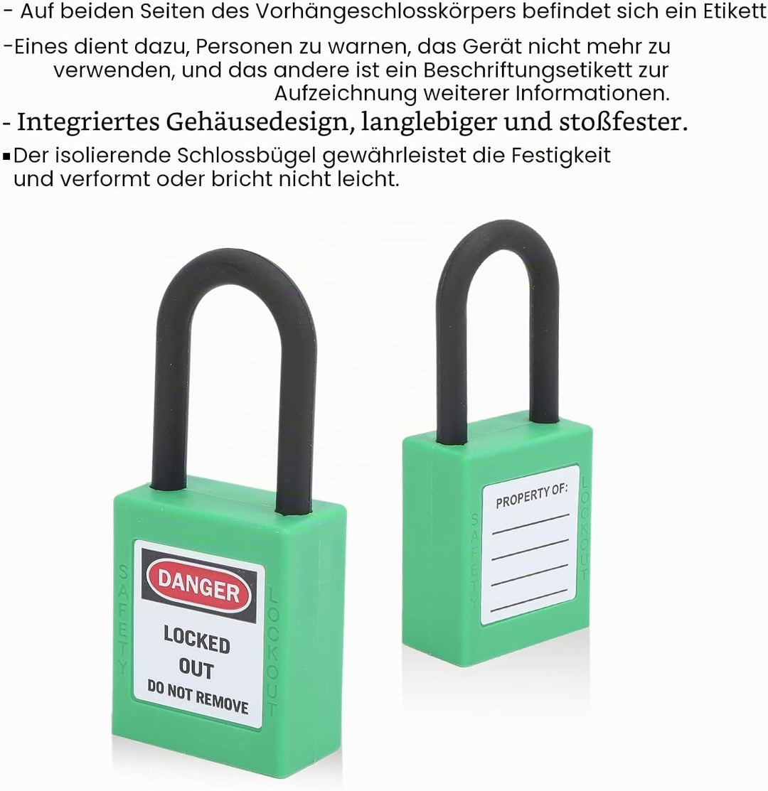 Lockout Tagout Schlösser 10Set Sicherheitsvorhängeschloss 2 Schlüssel Pro Schloss Technische Isolier