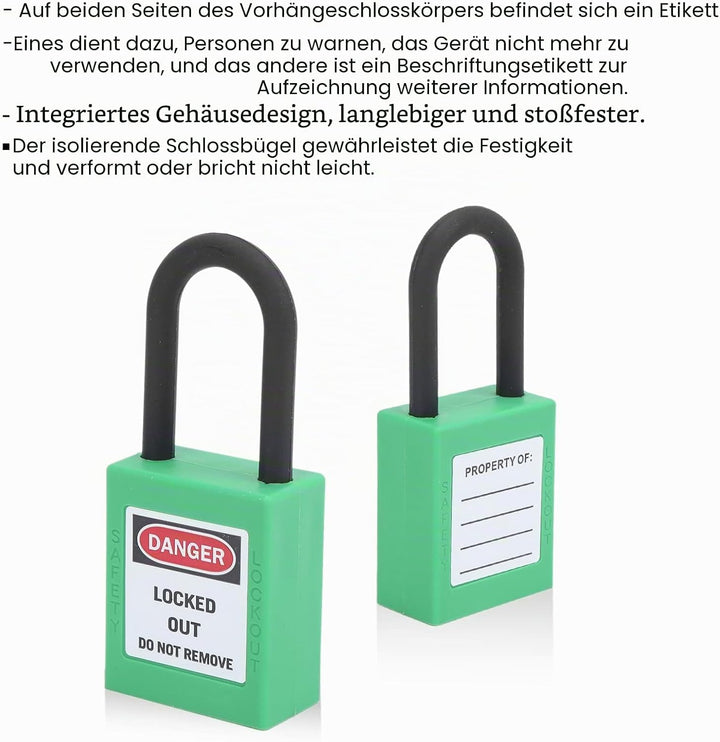 Lockout Tagout Schlösser 10Set Sicherheitsvorhängeschloss 2 Schlüssel Pro Schloss Technische Isolier