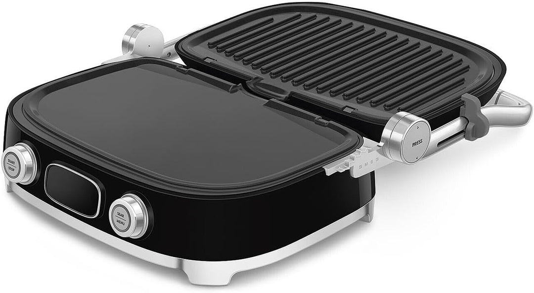 Smeg, MGF01BLEU, Elektrischer 3-in-1-Multifunktionsgrill, Schwarz, Schwarz