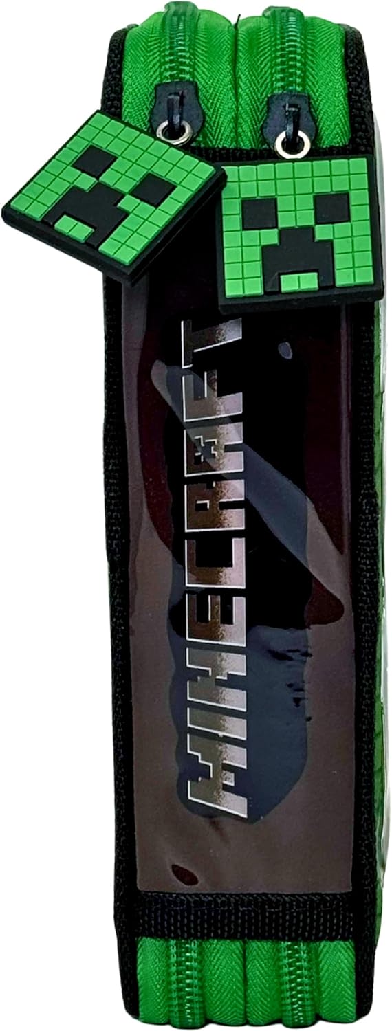 Clondo Federmäppchen mit 2 Fächern, für Minecraft Fan, 32 Teile, inklusive Stifte, Bleistifte, Marke