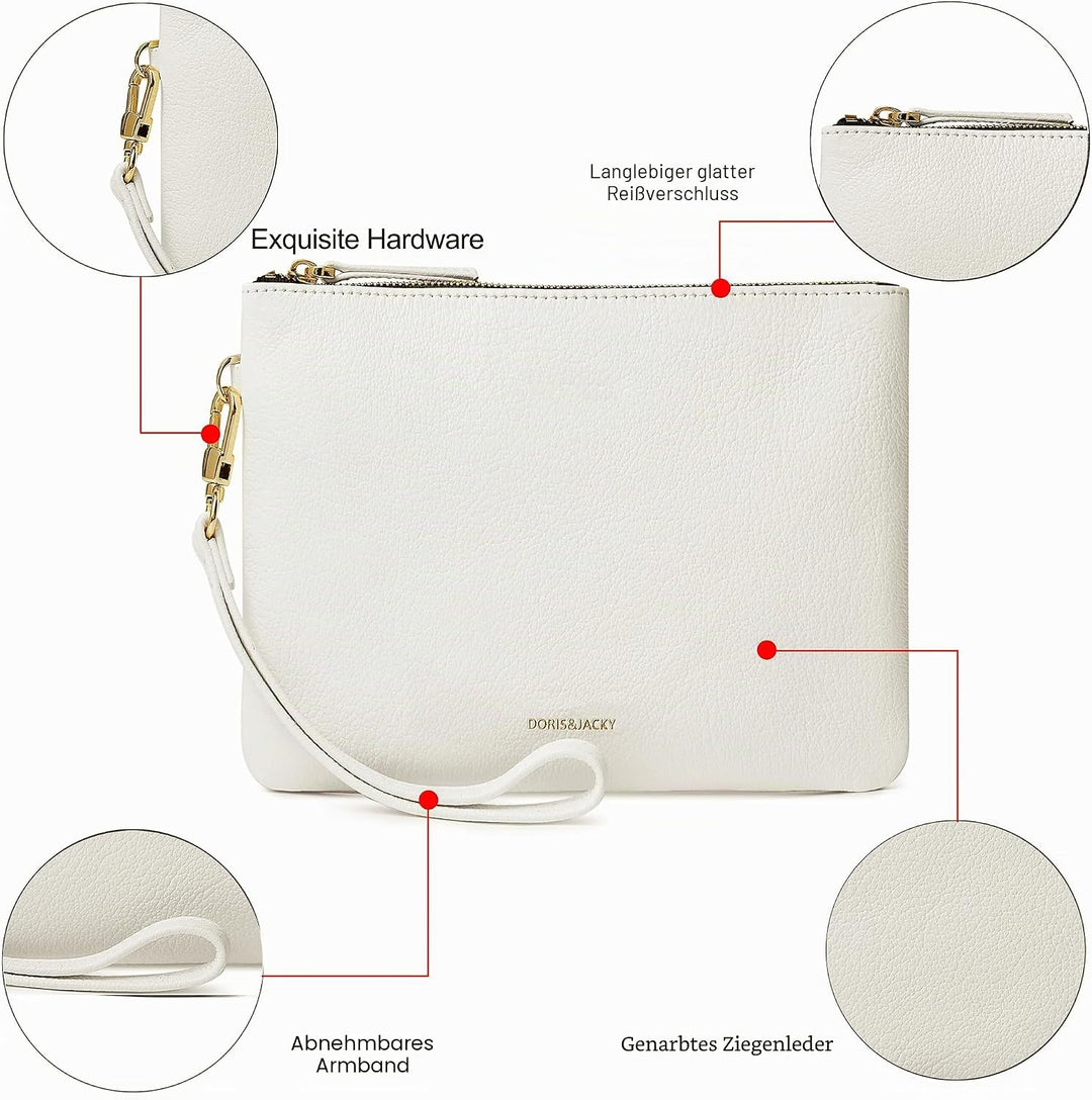 DORIS&JACKY Lammfell Leder Wristlet Clutch Geldbörse Für Frauen Grosse Weiche Designer Geldbörse Mit