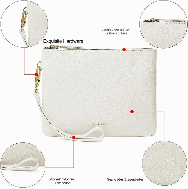 DORIS&JACKY Lammfell Leder Wristlet Clutch Geldbörse Für Frauen Grosse Weiche Designer Geldbörse Mit