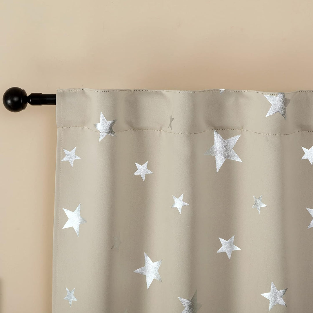 GIRASOLE HOME® Paar Verdunkelungsvorhänge weich gemustert, Sterne, weich, für Innenräume mit Tasche