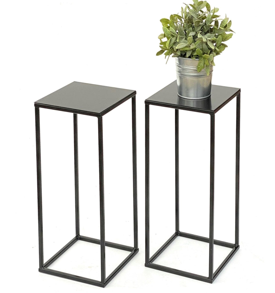 DanDiBo 2x Blumenhocker Metall Schwarz Eckig 62,5 cm Blumenständer Beistelltisch 434 Blumensäule Mod
