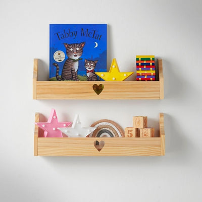 Haus Projekt 2 Pack Kiefer Herz Kinderregal, Wandregal Kinderzimmer, Dekoratives Bücherregal für Kin