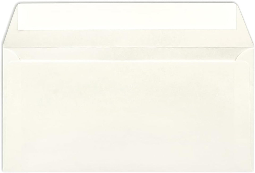200 Brief-Umschläge DIN Lang - Naturweiss - 110 g/m² - 11 x 22 cm - sehr formstabil - Haftklebung -