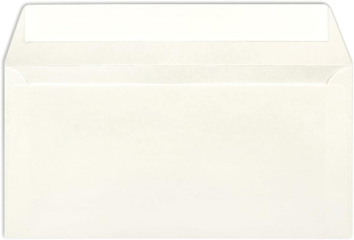 200 Brief-Umschläge DIN Lang - Naturweiss - 110 g/m² - 11 x 22 cm - sehr formstabil - Haftklebung -