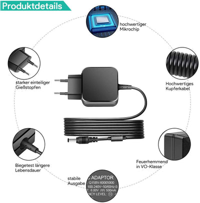HKY 6V Netzteil Ladegerät für NUK Video Babyphone Eco Control+ Video für Elternseite, Reer Wega Baby