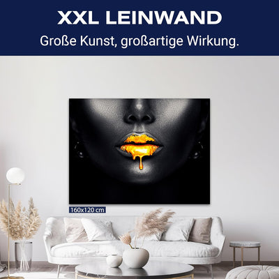 wandmotiv24 Leinwand-Bild Gold Collection, Grösse 40x30cm, Querformat, Frau mit Goldener Farbe auf d